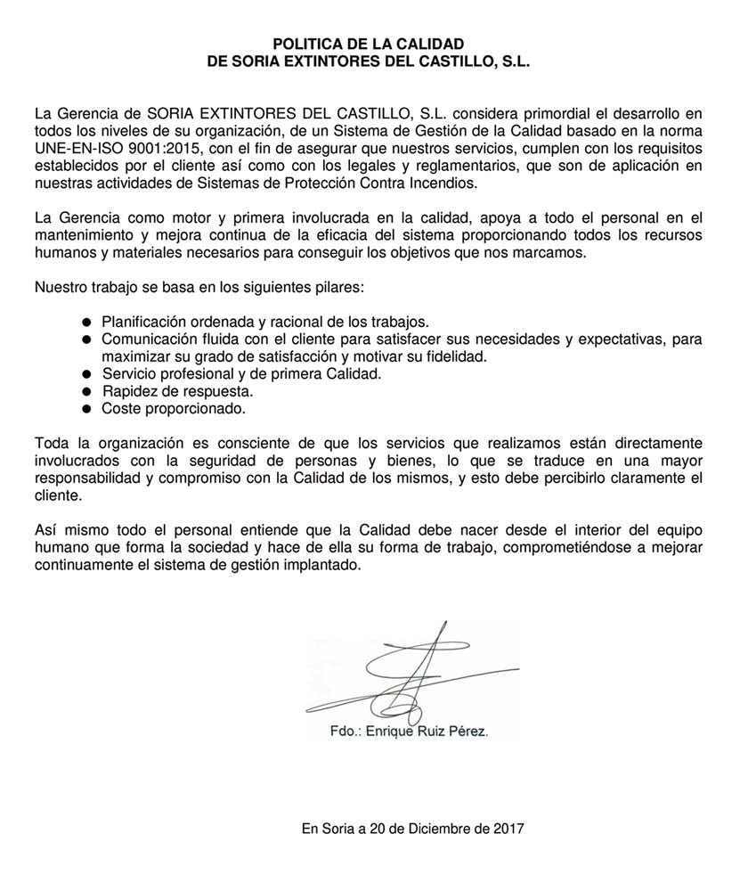 POLITICA DE LA CALIDAD